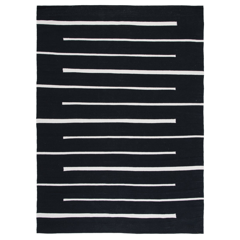 Tapis rayé en coton tissé à la main Estremera, Rectangle 10 pi x 14 pi