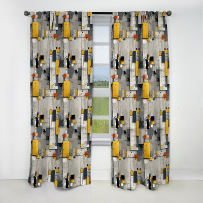 Motif de mur gris rayé cubique I - Rideau à rayures - Rideau à rayures occultant - 1 panneaux