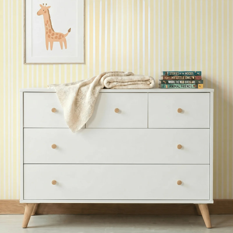 dadada Austin 5-Drawer Dresser - White/Natural, White/Natural