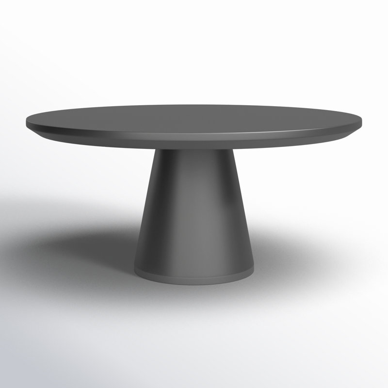 Delijah Outdoor Round Dining Table, Dark Gray
