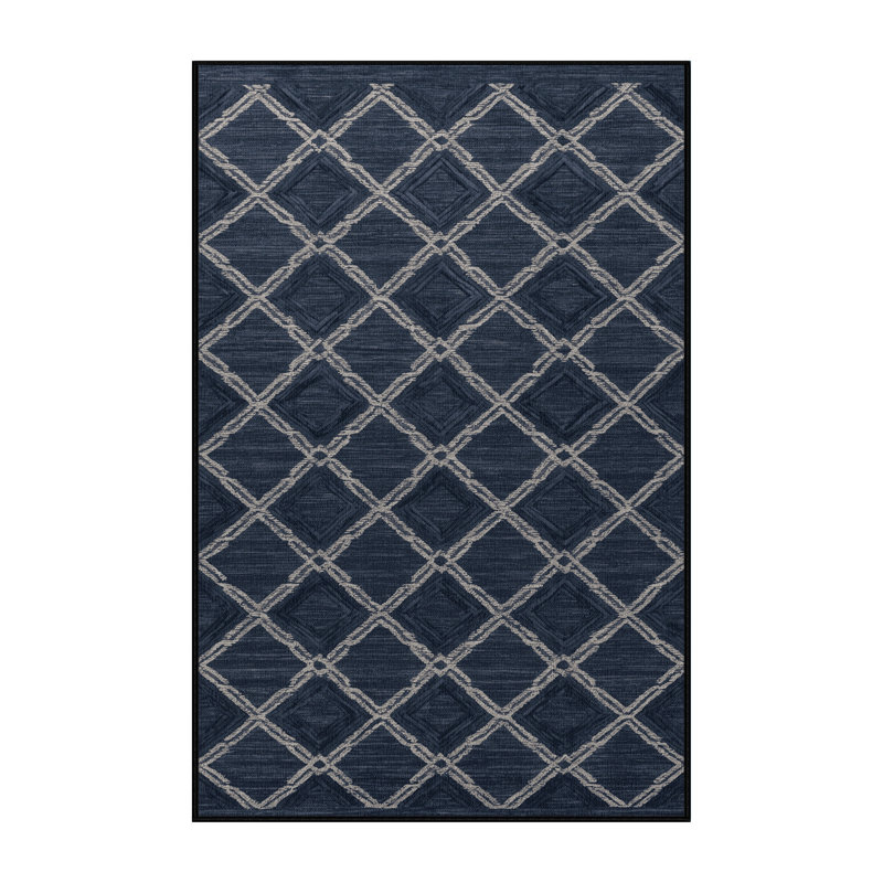 Tapis gris en treillis lavable à la machine, Rectangle 5 pi x 7 pi