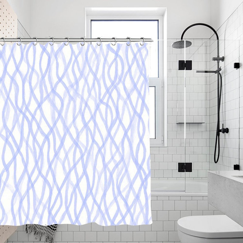 Rideau de salle de bain mauve clair et ondulé, 72 po x 72 po