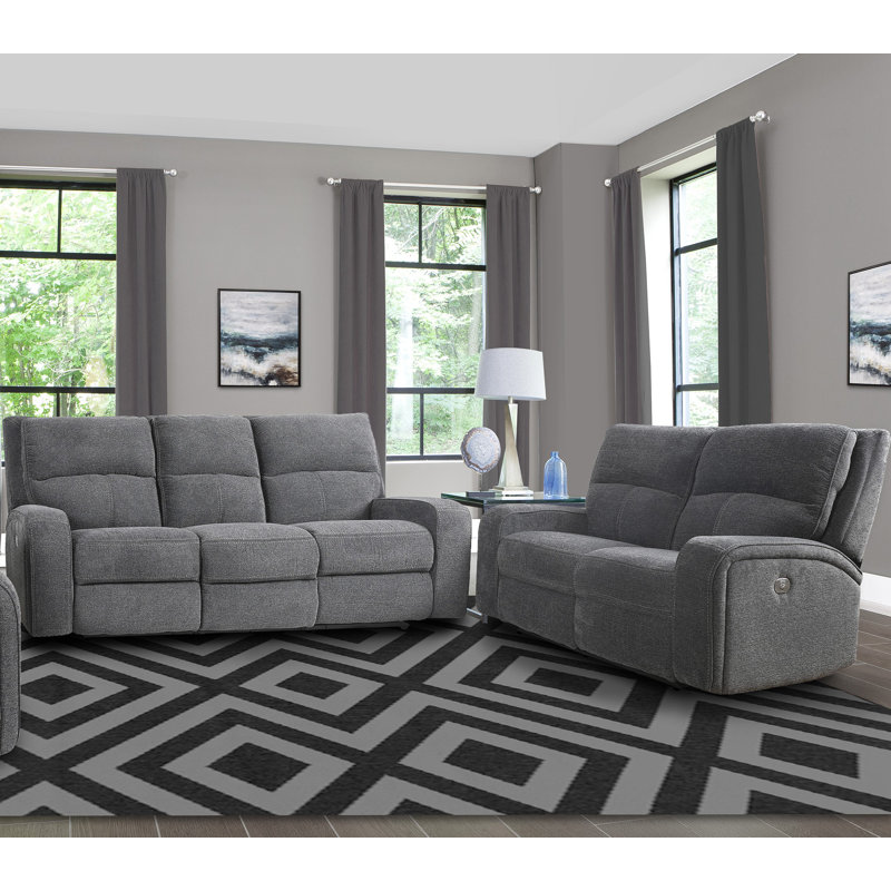 Polla Power Reclining Sofa And Loveseat, Bizmark Grey