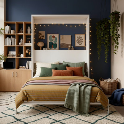 Vertical Queen Murphy Wall Bed with Integrated Desk