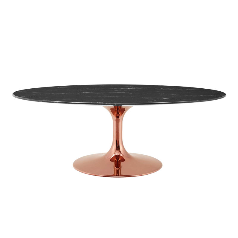 Lippa Oval Artificial Marble Coffee Table, 15.5" H x 48" L x 27.5" W, Rose