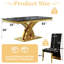 Ensemble de table de salle à manger 5 pièces en marbre noir et or avec 4 chaises en velours noir-487159777-487159778-487159781