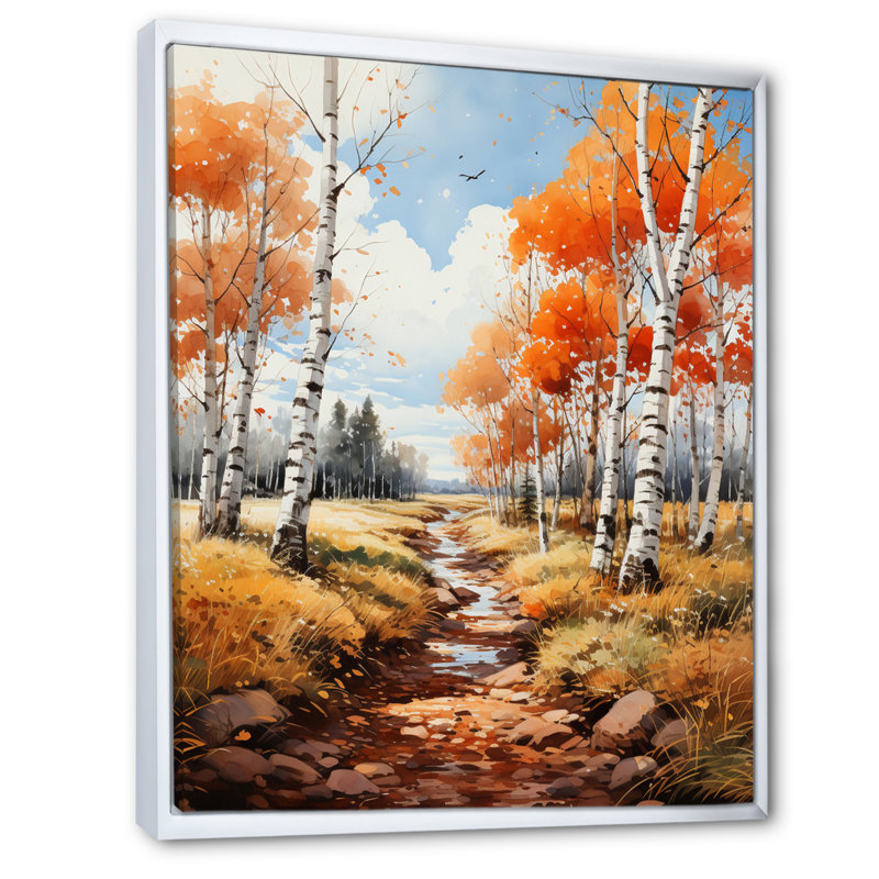 Daveyon Birch Woods Autumn Whispers VI, Cadre flottant blanc, H 32 po x l 16 po x P 1 po