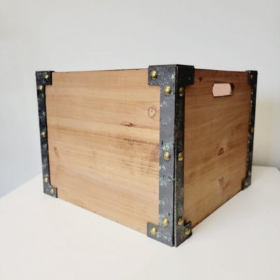 Wood With Metal Edges And Handles Crate