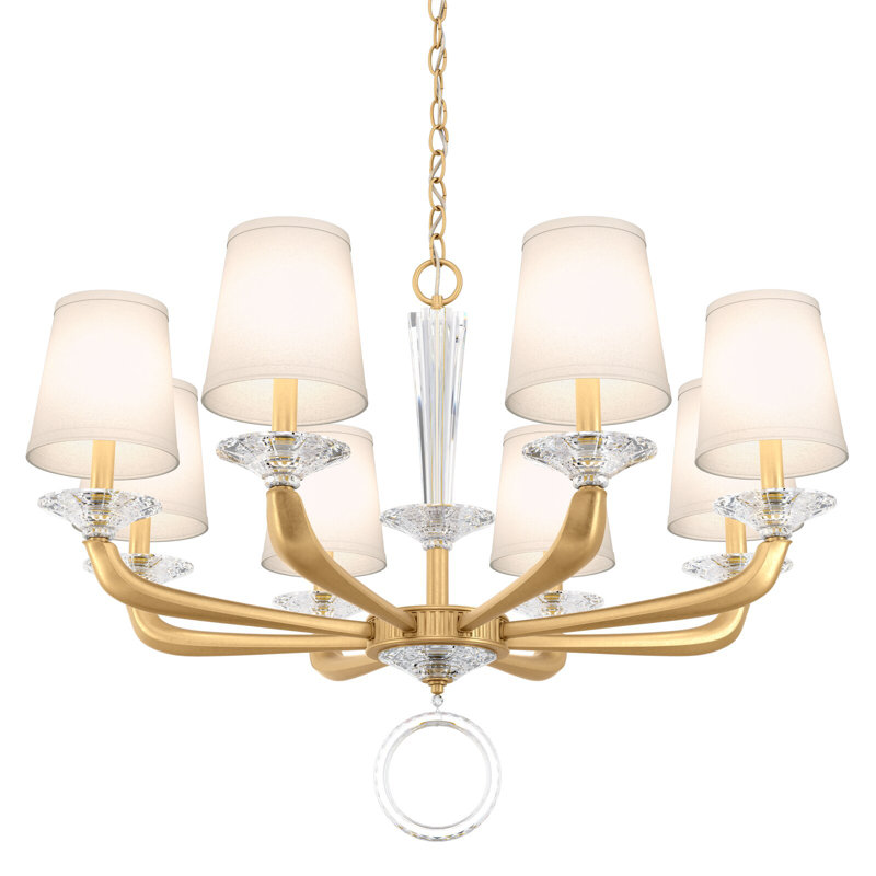 Emilea 8 - Light Glass Chandelier, Heirloom Gold