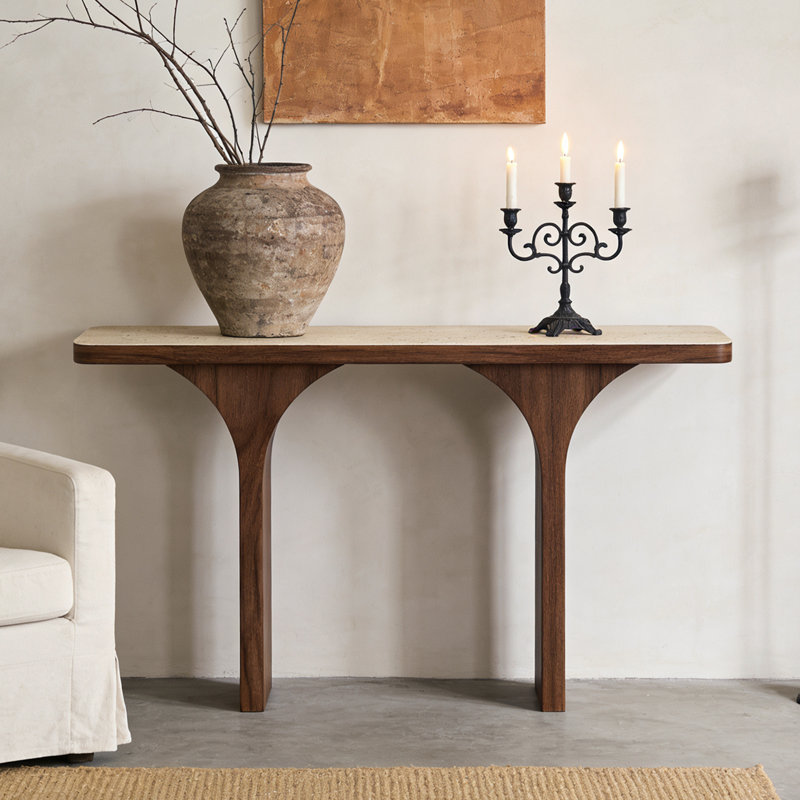Console en pierre frittée de style italien, 33.4" H x 55" W x 13.7" D