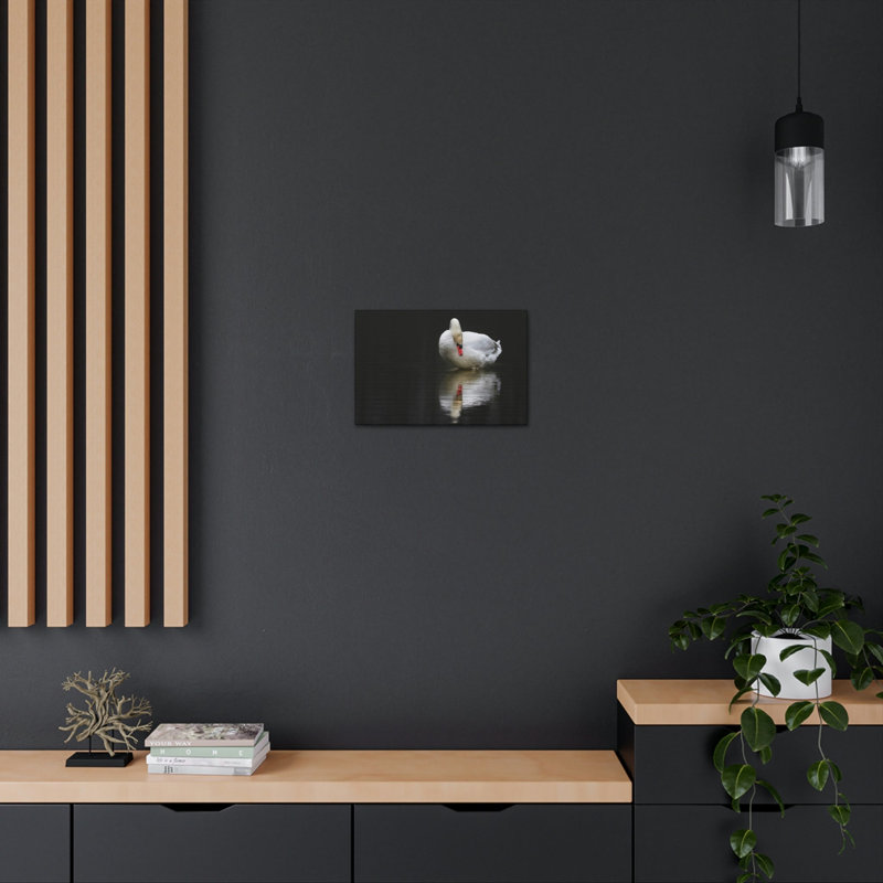 Art mural sur toile avec cygne blanc, H 11 po x l 14 po