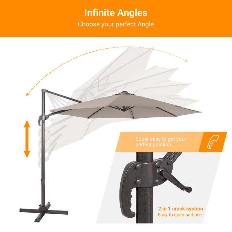 Parasol en porte-à-faux 10 pi Dobrosav, Gris