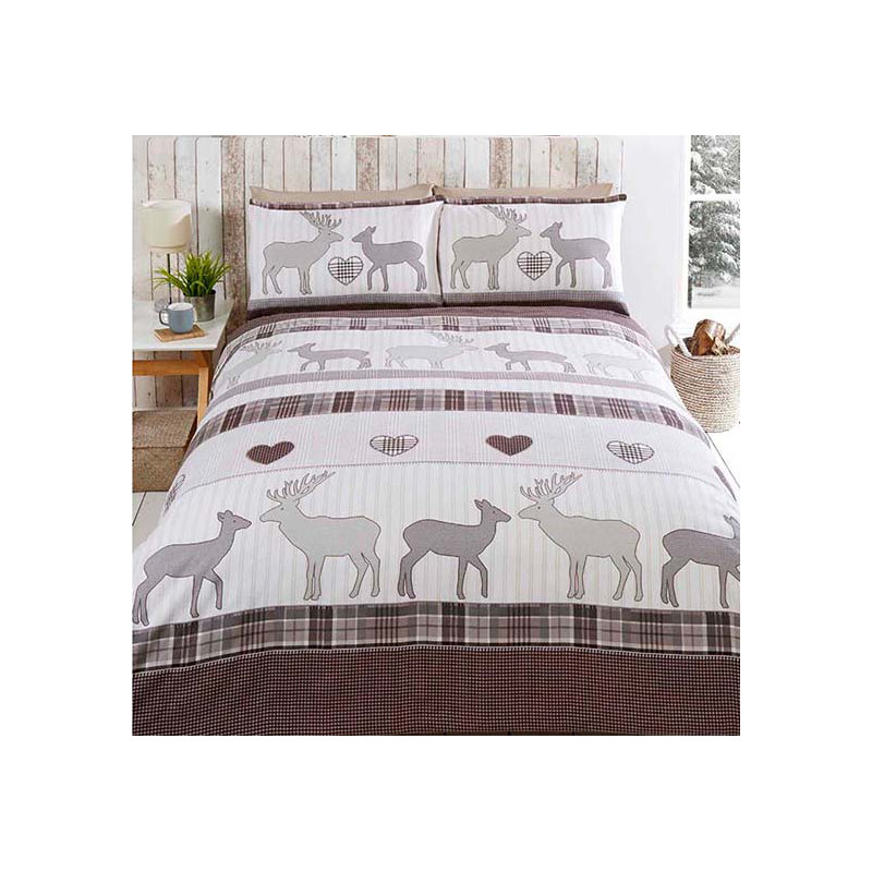 Alisha Cotton Wildlife Bedding with Pillowcases Included, Double - 2 Standard Pillowcases, Natural