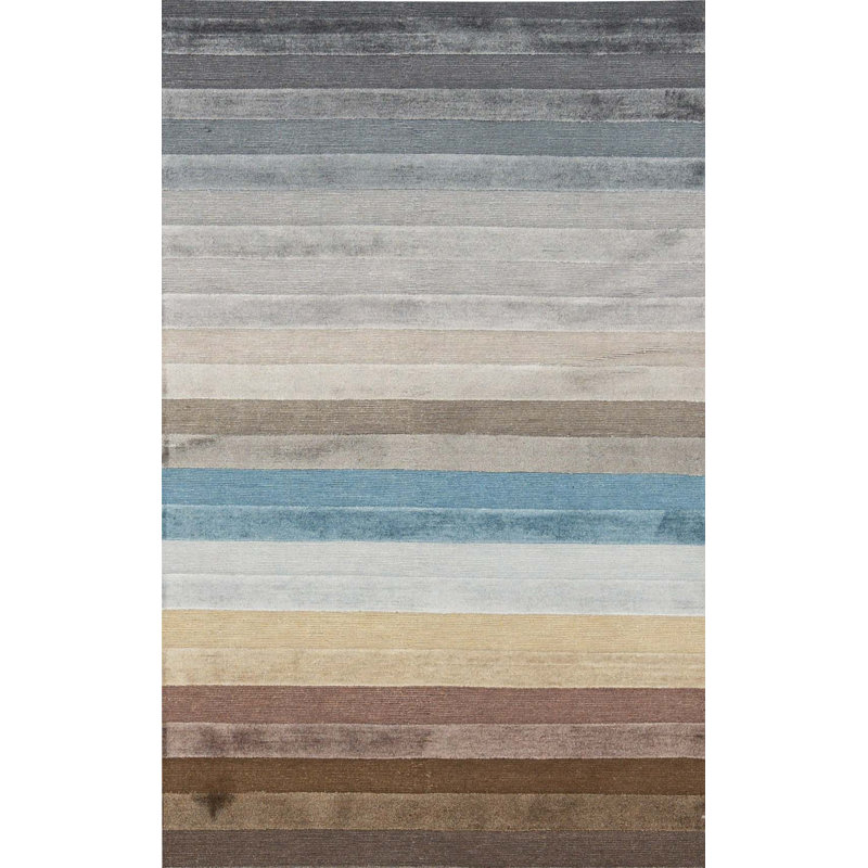 Tapis gris et brun noué à la main de haute qualité