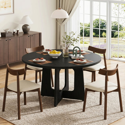 Table de salle à manger moderne 47 po avec piédestal à grain de bois architectural
