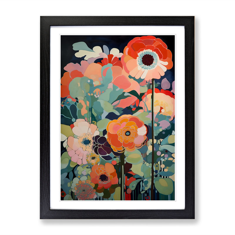 Mixed Flowers Vol.1 - Picture Frame Print, 64cm H x 46cm W x 2cm D, Walnut