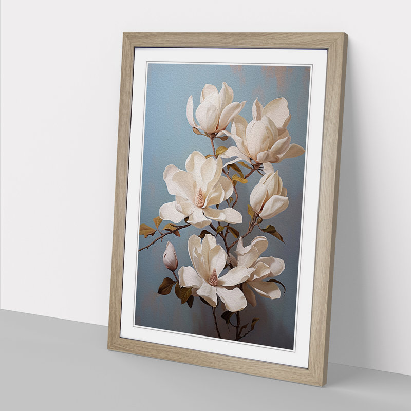 Magnolia Flower Romanticism No.2 Framed Print, 34cm H x 25cm W x 2cm D, Oak Framed