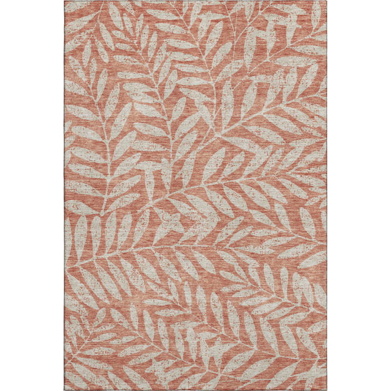 Premium Machine Washable Prisco Salmon Rug, Rectangle 3' x 5'