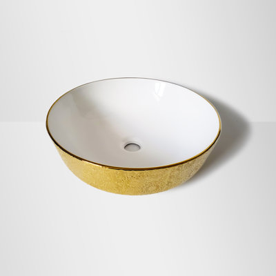 Juvia Imperial Jewel 16.25'' Gold/White Vitreous China Circular Bathroom Sink