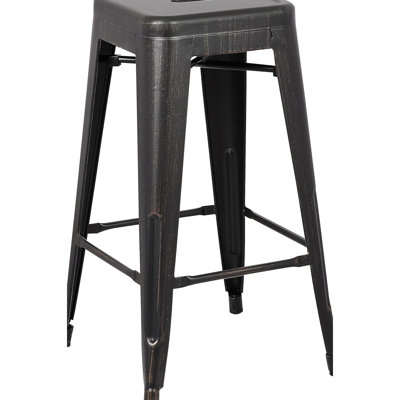 Contemporary Rustic Backless Industrial Bar Stools  2 Pack , 30" Seat Height, Distressed Black Finish, Lightweight And Stackable, Suitable For Kitchen Islands, Abs Filler, 17" Width Depth Art Seat,