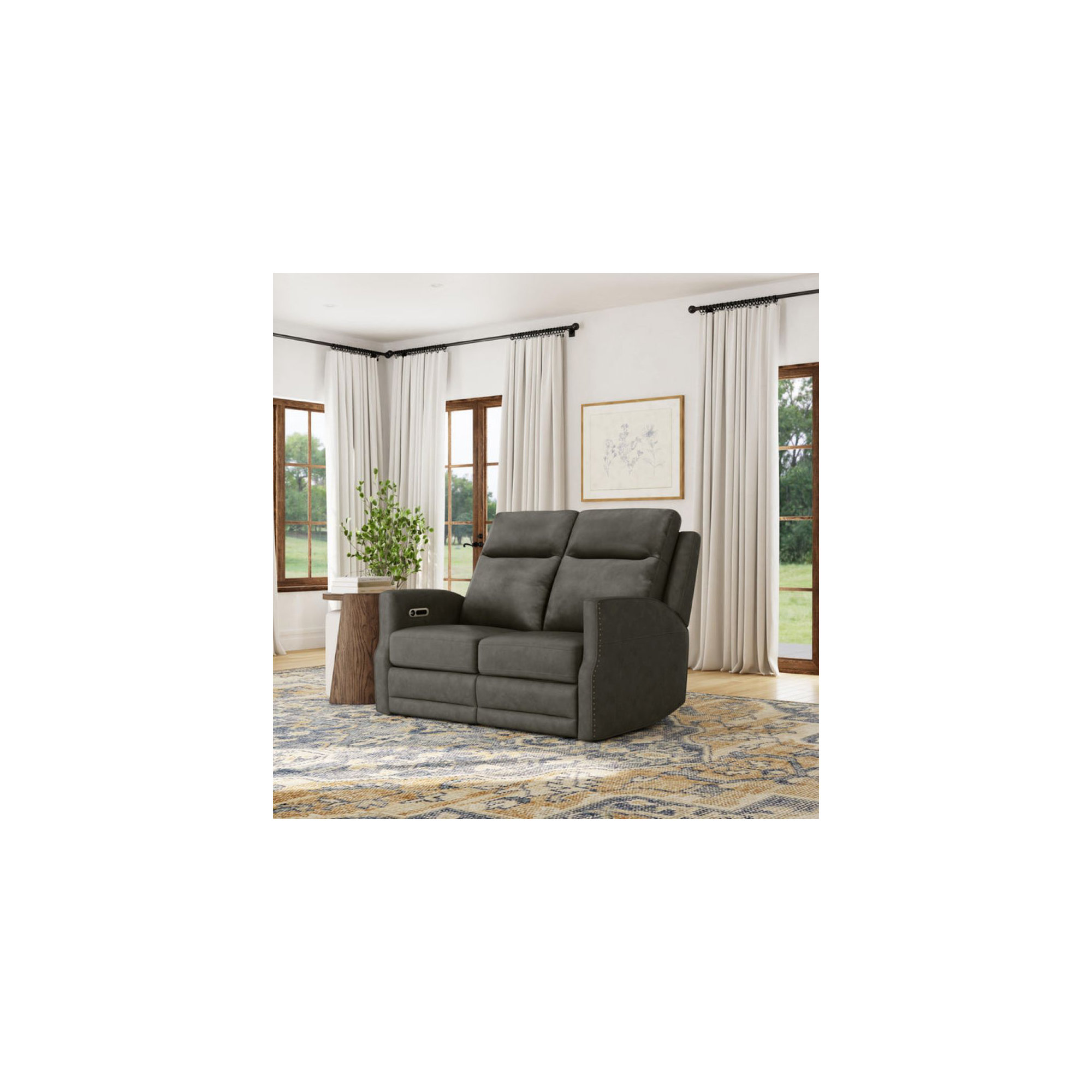 Henri Power Reclining Loveseat With Power Headrests & Lumbar, Gray