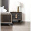 Bedside Table Bedroom Furniture 1Pc Nightstand Gold Accent Trim Wooden Finger Pull