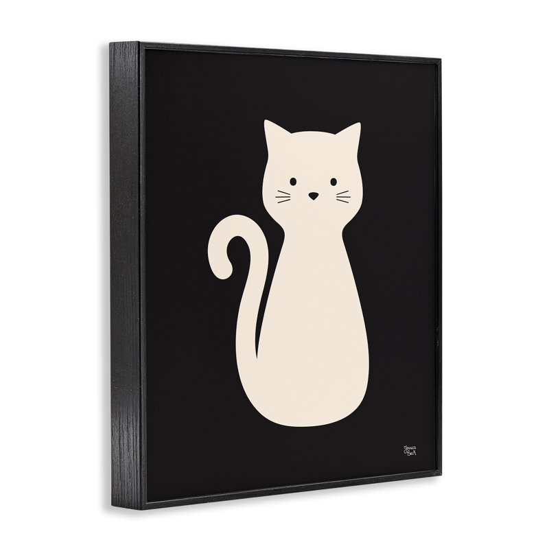 «Feline Grace», chat blanc, estampe numérique par Jessica Beck, Giclée encadrée noir minuit, H 20 po x l 16 po