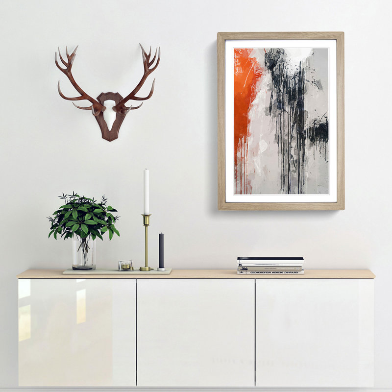 Paint Splashes in Abstract - Framed Print, 36cm H x 27cm W x 2cm D, Oak Framed
