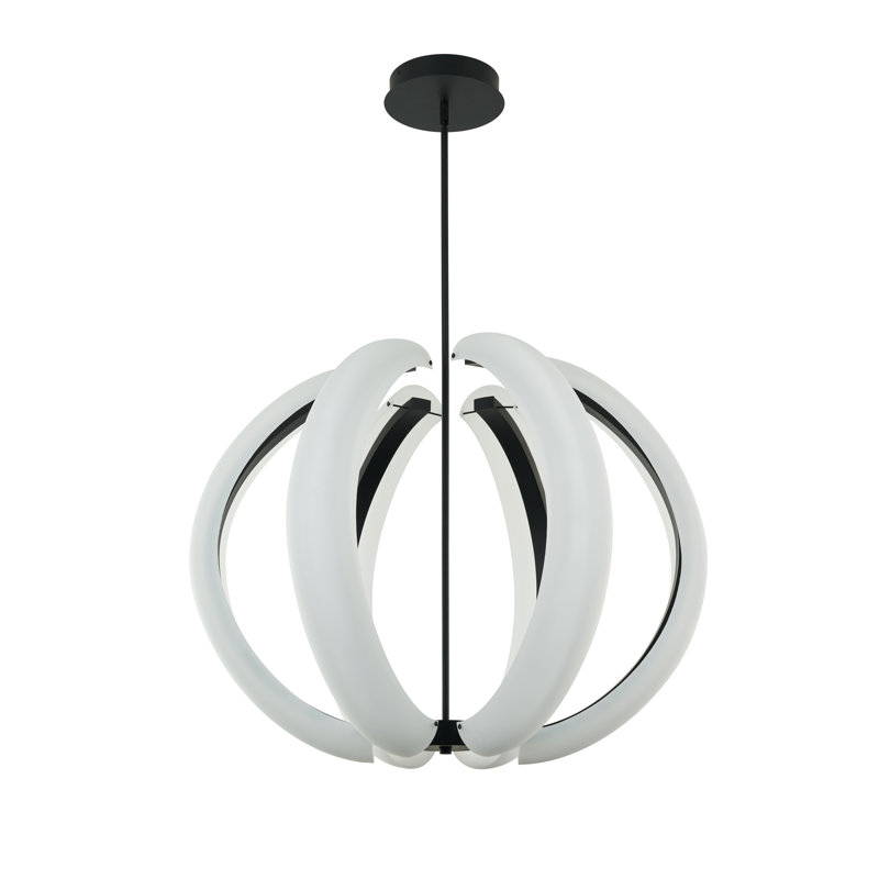 6 - Light LED Geometric Pendant, Black