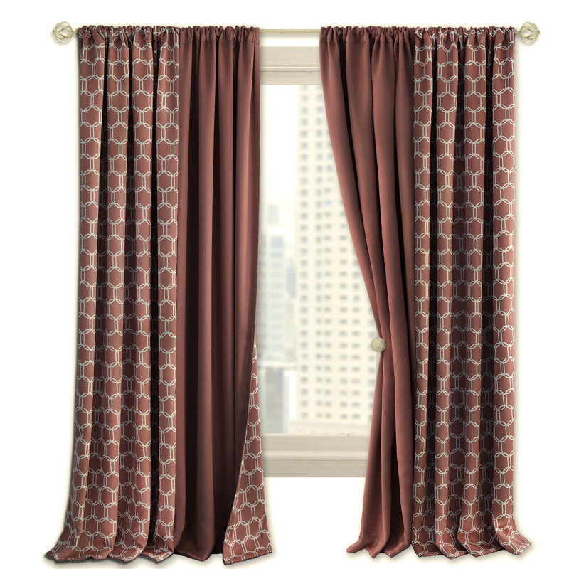 Panneau de rideau simple semi-transparent géométrique Crutcher, l 50 po x L 84 po, Marsala