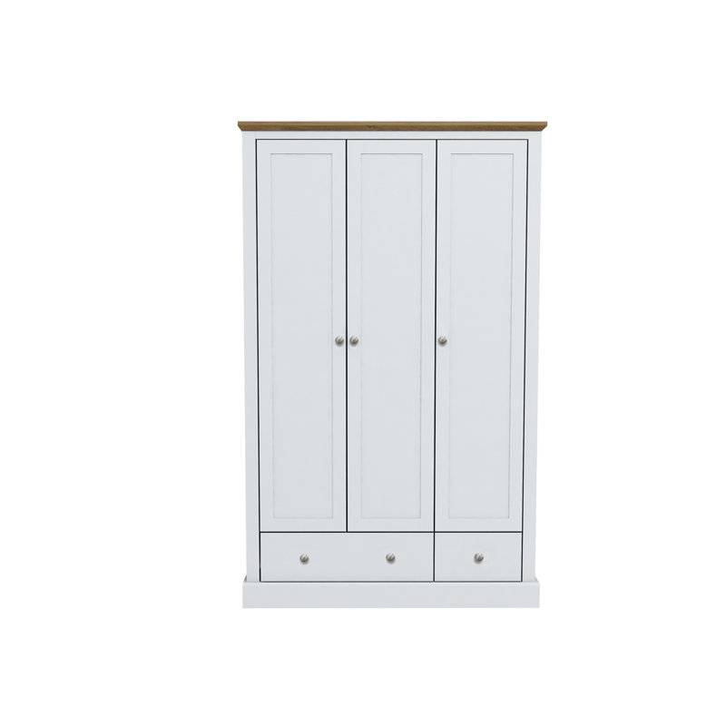 Devon Oak 3 Door Wardrobe, White