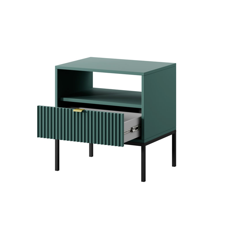 Bernhardine 54cm W Steel Bedside Table, Labrador Green/Golden, Black