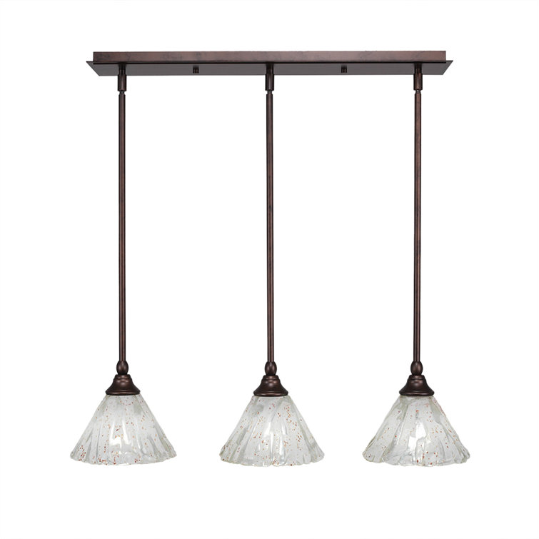 3 Light Stem Hung Linear Pendalier With 7" Italian Ice Glass