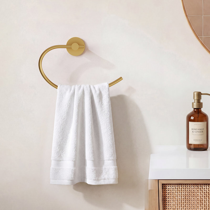 Wall-Mount Towel Ring Bath Hardware Accessory, Brushed Gold