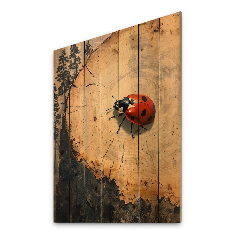 Coccinelle à la forêt sur diapositive I - Impression sur bois de coccinelle - sur bois de pin naturel
