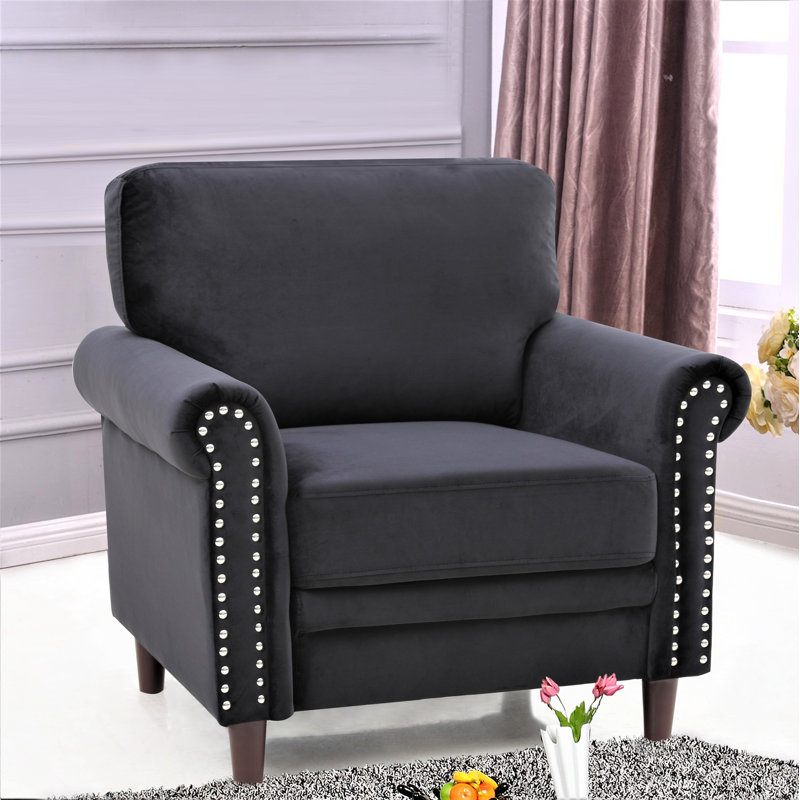 Lyme Velvet Chesterfield Chair, Black Velvet