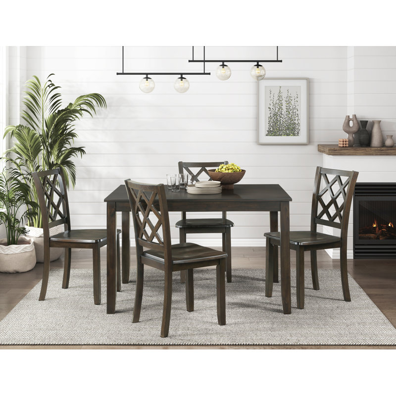 Kaisu Fabric Dining Rectangular Dining Set, Brown