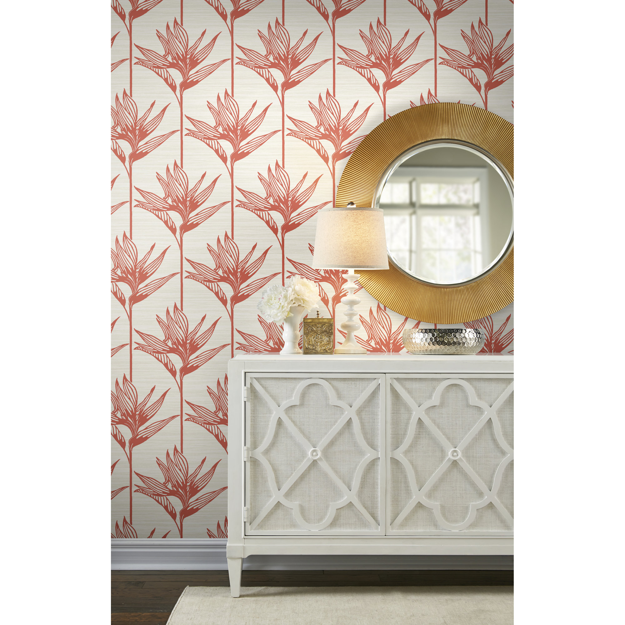 Boleyn Floral Double Roll, Coral