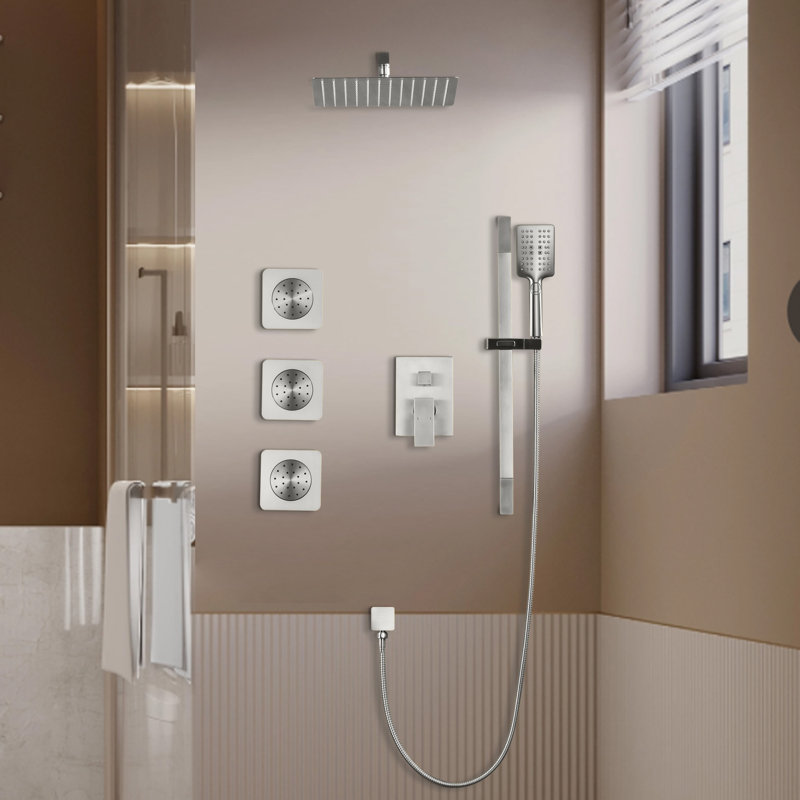 Complete Shower System With Rough In-valve, Brushed Nickel