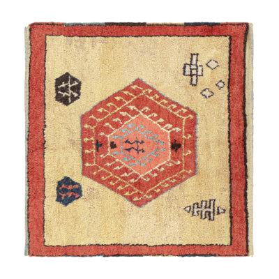 One-of-a-Kind 3'11x4'5 1950s Wool Area Rug