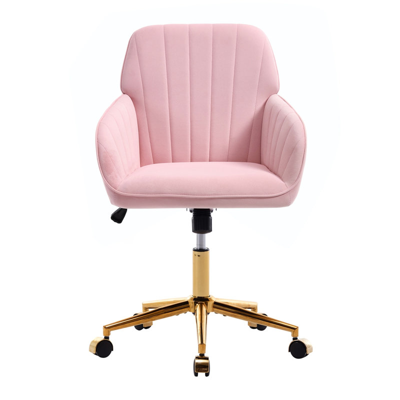 Adjustable Office Chair, Armchair, Swivel Chair With Metal Base, Baby Blue, Gold