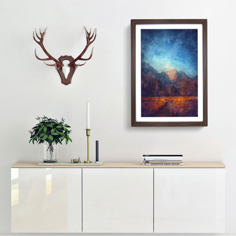 Mountain Path - Picture Frame Painting Print, Walnut Framed, 33cm H x 24cm W x 2cm D