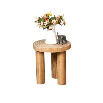 Retro Burlywood Solid Wood Round Coffee Table