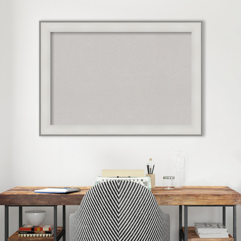 Wall Cork Small Bulletin Board, 29" x 41", White Wood