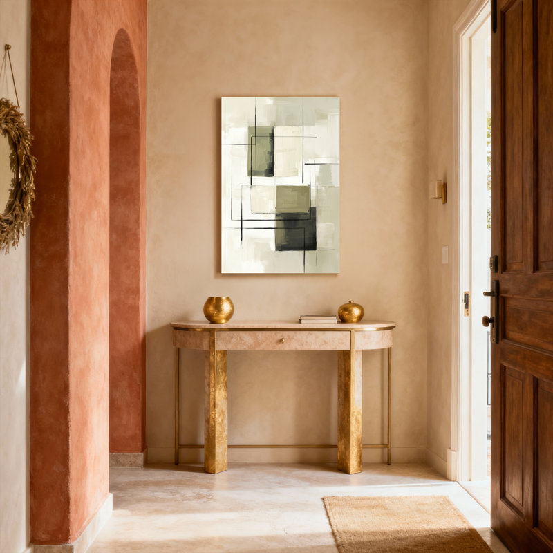 Ensemble de 1 tableau abstrait géométrique à carrés sur toile tendue, H 36 po x l 24 po