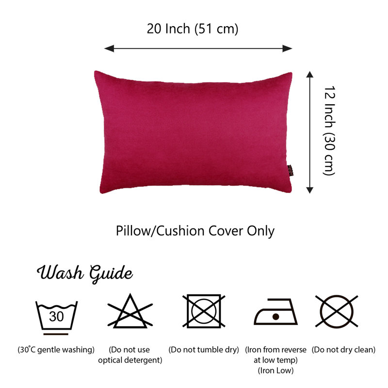 Dark Pink Polyester Lumbar Pillow Covers Set of 2