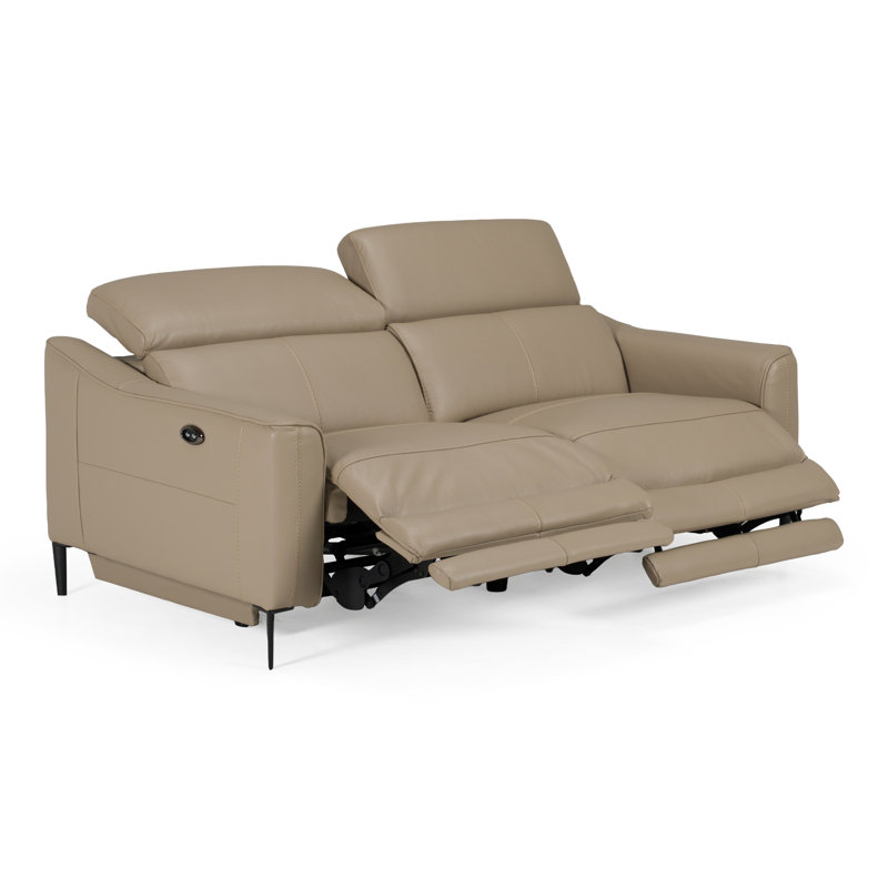 Anisia 73.5'' Leather Power Reclining Sofa, Taupe