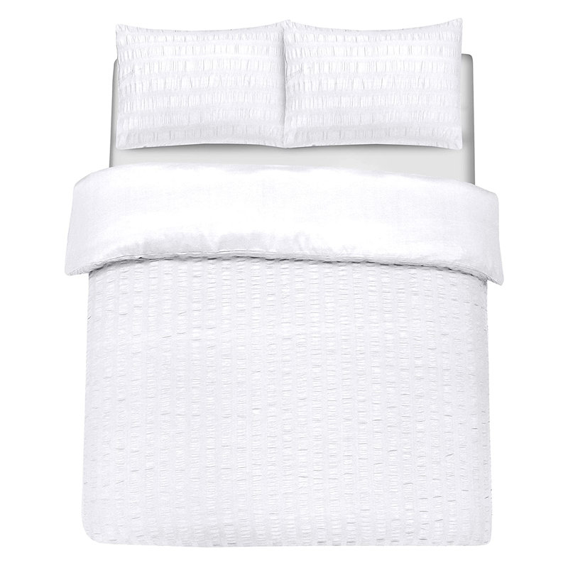 Polyester Solid Colour Duvet Cover Set, White, Kingsize - 2 Standard Pillowcases