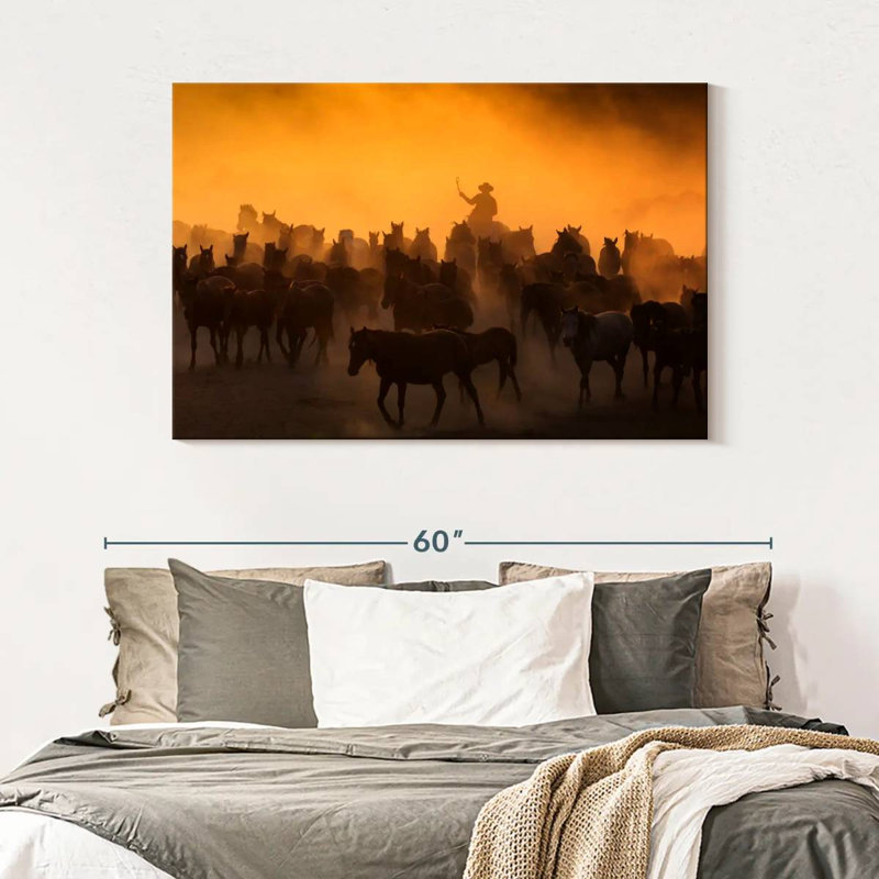 Lelar Herding Horses, 32" H x 48" W