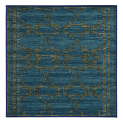 Tapis bleu en treillis lavable à la machine